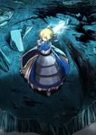  absurdres ahoge aoi_hitode armor armored_dress artoria_pendragon_(all) blonde_hair fate/stay_night fate_(series) highres invisible_air rock saber solo sword weapon 