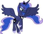  2015 90sigma absurd_res alpha_channel blue_eyes blue_feathers blue_fur blue_hair crown cutie_mark equine feathers female feral flying friendship_is_magic fur hair hi_res horn jewelry mammal my_little_pony necklace princess_luna_(mlp) simple_background smile solo spread_wings transparent_background winged_unicorn wings 
