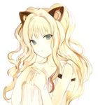  :o animal_ears asymmetrical_clothes bad_id bad_tumblr_id bangs bare_shoulders blonde_hair blue_eyes blunt_bangs blush bow cat_ears collarbone fake_animal_ears hairband head_tilt long_hair lpip open_mouth seeu simple_background single_strap solo speaker tsurime twintails upper_body very_long_hair vocaloid wavy_hair white_background white_bow 