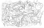  absurdres dragon greyscale highres lineart monochrome official_art puzzle_&amp;_dragons sonia_(p&amp;d) 