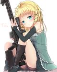  absurdres black_bullet black_panties blonde_hair blue_eyes blush character_name darnell gun highres long_hair looking_at_viewer panties parted_lips rifle sniper_rifle solo tina_sprout underwear weapon 