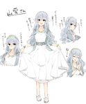  alternate_costume blouse character_name check_translation commentary_request dress green_hairband grey_eyes hairband highres kantai_collection long_hair multiple_persona multiple_views older ooyama_imo open_mouth sidelocks silver_hair smile translated translation_request wavy_hair yamagumo_(kantai_collection) 