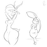  2016 antelope anthro big_butt breasts butt disney duo female gazelle gazelle_(zootopia) judy_hopps lagomorph mammal nipples nude rabbit sanders zootopia 