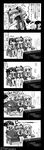  4koma :&gt; :3 :d @_@ absurdres anchovy anzio_school_uniform blush braid carpaccio censored censored_text comic commentary_request couch drill_hair flying_sweatdrops full-face_blush girls_und_panzer greyscale hair_ribbon half-closed_eyes heart highres holding index_finger_raised long_hair monochrome mosaic_censoring multiple_girls open_mouth pepperoni_(girls_und_panzer) pleated_skirt ribbon school_uniform short_hair short_hair_with_long_locks single_braid sitting skirt smile steam sweat tanaka_kusao television translation_request twin_drills twintails videocasette visible_air watching_television 