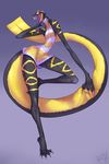  anthro big_tail breasts claws clothing cornflakes_(character) derek_hetrick dress fangs female forked_tongue gradient_background open_mouth reptile scalie simple_background snake solo tail_grab toe_claws tongue yellow_eyes 