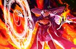  black_sclera blazblue breasts cleavage doyora hat konoe_a_mercury large_breasts long_hair pink_hair solo witch_hat yellow_eyes 