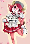  baseball_cap baseball_uniform buffalo_bell cow furry mascot red_eyes red_hair ruishin short_hair skirt 