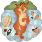  2016 animal_genitalia anthro balls canine concupisco disney erection food fox gideon_grey knot mammal penis solo zootopia 