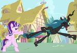  abuse biped changeling duo equine fan_character female friendship_is_magic hair horn horse mammal multicolored_hair my_little_pony pony punch queen_chrysalis_(mlp) royalty standing starlight_glimmer_(mlp) unknown_artist wounded 