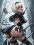  1girl ass ass_grab blush masturbation mumeaw nier_(series) nier_automata paid_reward patreon_reward pussy see-through short_hair shy silver_hair sitting sitting_on_object tongue tongue_out yorha_no._2_type_b 