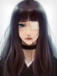  black_hair bleach choker crying eyepatch green_eyes kurotsuchi_nemu long_hair single_tear solo yukin_(es) 