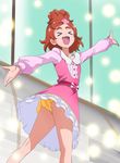  &gt;_&lt; closed_eyes dress go!_princess_precure haruno_haruka haruyama_kazunori open_mouth outstretched_arms panties precure red_hair short_hair smile solo underwear 