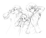  2boys ahoge artist_request bandages cecilia_lynne_adelhyde gloves greyscale hairband headband jack_van_burace monochrome multiple_boys rody_roughnight short_hair simple_background smile source_request v white_background wild_arms wild_arms_1 