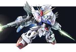  beam_saber black_background chibi dual_wielding energy_gun f91_gundam flying gundam gundam_f91 holding letterboxed mecha no_humans outside_border science_fiction simple_background solo takamaru_(taka1220) weapon 