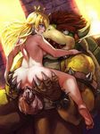  1boy 1girl anus ass ass_grab barefoot bestiality blonde_hair blue_eyes bowser claws crown cum cum_in_pussy earrings feet from_behind girl_on_top horns koopa lips long_hair nude penis princess_peach pussy red_eyes red_hair robert_knight sex soles spiked_collar super_mario_bros. testicles toes uncensored 