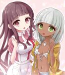  artist_name bikini danganronpa_(series) danganronpa_2:_goodbye_despair danganronpa_v3:_killing_harmony frilled_bikini frills jewelry kotomiracle long_hair necklace swimsuit tsumiki_mikan twintails yonaga_angie 