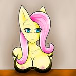  big_breasts blue_eyes breasts collarbone equine fluttershy_(mlp) friendship_is_magic fur hair horse lonely-ufo mammal my_little_pony nipples pink_hair pony yellow_fur 