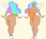  2016 big_breasts breasts cleavage clothed clothing equine female friendship_is_magic horn humanoid humanoidized mammal my_little_pony princess_celestia_(mlp) side_boob solo sundown_(artist) swimsuit winged_unicorn wings 
