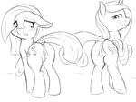  2016 anus blush butt cutie_mark duo earth_pony edit equine fearingfun female feral friendship_is_magic hair hooves horn horse long_hair looking_at_viewer mammal marble_pie_(mlp) monochrome my_little_pony pony princess_cadance_(mlp) pussy smile winged_unicorn wings 