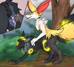  animal_genitalia animal_pussy anthro anthro_on_feral anus bestiality braixen canine_pussy cum cum_inside eeveelution ennismore eyes_closed feral knotting nintendo penetration penis pok&eacute;mon pussy red_eyes sex tongue tongue_out umbreon vaginal vaginal_penetration video_games 