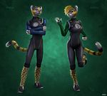  3d_(artwork) anthro blonde_hair cgi cheetah clothed clothing digital_media_(artwork) duo feline female footwear hair keyhole_turtleneck male mammal mirall shoes sweater verall zorryn 