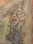  drawing feline hi_res invalid_color invalid_tag lynx mammal nicole purple_dress rainbow_background simple_background sonic_(series) traditional_media_(artwork) 