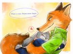  &lt;3 2016 abstract_background anthro blush border canine clothing cr_(artist) cuddling cute dialogue dipstick_tail disney duo eyes_closed female fingerless_gloves fox fur gloves green_eyes grey_fur heartwarming inner_ear_fluff judy_hopps lagomorph long_ears male mammal multicolored_tail nick_wilde orange_fur police_uniform predator/prey rabbit smile uniform zootopia 