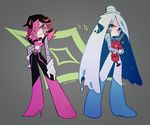  4_fingers crossgender crossover female ghost hair machine mad_dummy mettaton mtt_brand_legs napstablook not_furry panty_(pswg) panty_and_stocking_with_garterbelt ridiculous_hair robot simple_background spirit stocking_(pswg) tears undertale unknown_artist video_games 