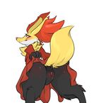  2016 absurd_res anthro anus backsash big_butt butt canine clothing delphox digital_media_(artwork) dress embarrassed female fox fur hair hi_res inner_ear_fluff looking_at_viewer looking_back mammal nintendo pok&eacute;mon presenting presenting_hindquarters puffy_anus pussy rear_view red_eyes simple_background solo spreading video_games white_background 