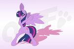  2016 blush cutie_mark equine eyes_closed feathered_wings feathers female feral friendship_is_magic fur hair horn mammal miniferu multicolored_hair my_little_pony purple_feathers purple_fur purple_hair shadow simple_background solo spread_wings twilight_sparkle_(mlp) white_background winged_unicorn wings 