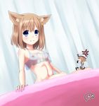  anger_vein artist_name blanc blue_eyes blush breasts chibi covered_nipples hat looking_at_viewer multiple_girls navel neptune_(series) nipples nude rom_(choujigen_game_neptune) see-through short_hair small_breasts smile t-lun 