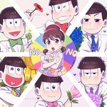  6+boys bad_id bad_twitter_id brown_hair dress english flower formal hair_ribbon highres looking_at_another low_twintails male_harem matsuno_choromatsu matsuno_ichimatsu matsuno_juushimatsu matsuno_karamatsu matsuno_osomatsu matsuno_todomatsu mery_(apfl0515) multiple_boys osomatsu-kun osomatsu-san ribbon rose sextuplets short_twintails six_shame_faces suit sunflower twintails white_suit yowai_totoko 