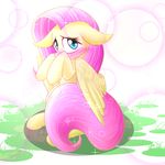  2016 blush cute equine female feral fluttershy_(mlp) friendship_is_magic hair hi_res long_hair looking_at_viewer mammal my_little_pony pegasus peregrine pink_hair shy sitting solo wings 