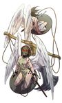  blood brown_hair carol_(skullgirls) ganno mask multiple_girls multiple_persona painwheel_(skullgirls) red_eyes skullgirls sword wings 