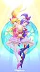  :d asahina_mirai bear black_gloves black_hat blonde_hair blue_footwear boots bow creature cure_magical cure_miracle earrings full_body gloves hair_bow hat highres holding_hands izayoi_liko jewelry knee_boots long_hair looking_at_viewer magical_girl mahou_girls_precure! mini_hat mini_witch_hat mofurun_(mahou_girls_precure!) multiple_girls open_mouth pink_bow pink_hat pink_skirt ponytail precure purple_eyes red_bow skirt smile star star_in_eye symbol_in_eye teruchan white_footwear white_gloves white_skirt witch_hat 
