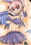  bikini_top blue_eyes blush breasts cleavage hair_ribbon hairband large_breasts looking_at_viewer midriff necktie open_mouth personification pink_hair pom_poms ponytail purple_hairband ranger_(zhan_jian_shao_nyu) ribbon skirt smile solo yamoto zhan_jian_shao_nyu 