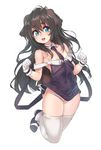  :d animal_ears black_hair blue_eyes blush borrowed_character breasts covered_navel deluxe&lt;&lt;&lt; detached_collar dog_ears gloves highres long_hair necktie open_mouth original panties small_breasts smile solo teeth thighhighs underwear white_gloves white_legwear white_panties 