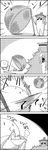  bowl comic commentary_request curry curry_rice drop_trap eating empty_eyes food greyscale hat hiding highres lyrica_prismriver monochrome rice shaded_face smile spoon tani_takeshi touhou translated wiping_forehead yukkuri_shiteitte_ne 