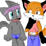  canine cat clothing digital_media_(artwork) drawing feline fox headband kemoshota kitshokit male mammal oekaki pants scraps shirt 