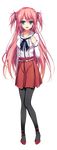  absurdres bangs blue_eyes bow eyebrows_visible_through_hair full_body hair_ornament hasegawa_ren high_heels highres long_hair looking_at_viewer non-web_source open_mouth pantyhose pink_hair reminiscence reminiscence_re:collect ribbon skirt smile solo standing tomose_shunsaku transparent_background 