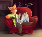  carrot chair dialogue disney dlw eyes_closed female food green_eyes humor judy_hopps looking_at_viewer male male/female nick_wilde oral penetration sex_toy sitting text vegetable zootopia 