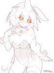  animal_humanoid big_breasts breasts camel_toe cleavage clothed clothing darkness1999th female ghost glowing glowing_eyes hair human humanoid lagomorph legwear lingerie long_hair mammal monster_girl not_furry rabbit_humanoid solo spirit stockings suggestive yellow_eyes 
