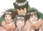  3boys :d ;d bangs black_eyes black_hair blunt_bangs bowl_cut brown_eyes closed_eyes closed_mouth crying crying_with_eyes_open double_bun eyelashes flak_jacket forehead_protector group_hug hug hug_from_behind hyuuga_neji konohagakure_symbol lavender_eyes long_hair long_sleeves might_guy multiple_boys naruto naruto_(series) ninja no_pupils one_eye_closed open_mouth rock_lee shiny shiny_hair short_hair simple_background smile streaming_tears sweatdrop tears tenten thick_eyebrows thumbs_up touno_(tou-a) v-shaped_eyebrows white_background 