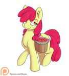  2016 aged_up alasou alpha_channel apple apple_bloom_(mlp) cutie_mark earth_pony equine female feral food friendship_is_magic fruit hair hair_bow hair_ribbon hi_res horse long_hair mammal my_little_pony orange_eyes patreon pony red_hair ribbons simple_background smirk solo transparent_background 