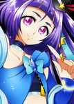  arm_warmers bad_id bad_pixiv_id black_background black_hat blue_bow blue_choker bow choker cure_magical hat izayoi_liko long_hair looking_at_viewer magical_girl mahou_girls_precure! mini_hat mini_witch_hat ninomae precure purple_eyes purple_hair sapphire_(stone) sapphire_style smile solo sparkle upper_body witch_hat 