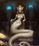  andromonoid breasts chair female lamia looking_at_viewer nipples pale_skin queen royalty scalie sitting solo tagme throne 