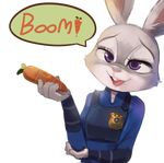  2016 absurd_res alpha_channel anthro buckteeth clothing dialogue disney english_text female freedomthai fur grey_fur half-closed_eyes hi_res holding_object judy_hopps lagomorph mammal open_mouth police_uniform purple_eyes rabbit simple_background solo teeth text transparent_background uniform zootopia 