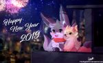  &lt;3 2018 anthro blush canine city duo english_text female fireworks fluffy fox holidays hug iradeon male mammal new_year nia_(senz) night orange_eyes sean_(senz) senz signature sky skyscraper standing text 
