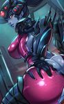  1girl anime ass ass_grab blizzard blue_hair breasts butt_crack game gloves huge_ass huge_breasts looking_back manga overwatch pin_up purple_skin reiquintero sexy solo visor widowmaker_(overwatch) yellow_eyes 