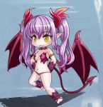  00s 1girl animated animated_gif bare_legs bare_shoulders bat_wings bikini breasts bridal_gauntlets chibi curvy demon_girl female full_body hamstring happy lilim_(taimanin_asagi_battle_arena) lilith-soft long_hair lowres pointy_ears smile solo succubus swimsuit tail taimanin_(series) taimanin_asagi taimanin_rpgx thong twintails wings 